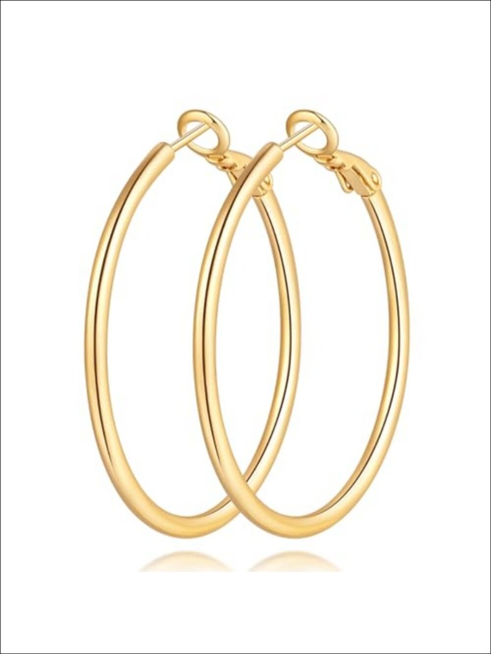 14K Gold Hoop Earrings for Women Gold Plated Click-Top Round